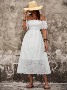 Breezaya Của phụ nữ Trắng Off Shoulder Váy bodycon - trắng - Xem 6