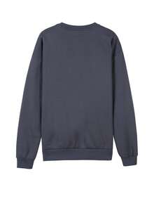 Letter Print Casual Round Neck Sweatshirt, Simple And Versatile,Long Sleeve Tops - Dark Grey - View 2