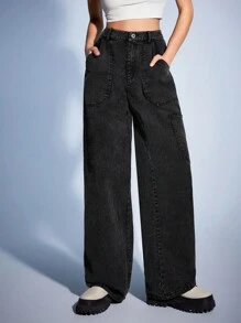Forever 21 Women'S Casual Wide Leg Pants With Slanted Pockets