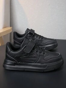 Zapatillas Deportivas Con Color Sólido Para Niños En La Primavera Y El Otoño Con Banda Elástica Y Ajustable, Convenientes Y Cómodas, Adecuadas Para El Uso Diario Y Actividades Deportivas - Negro - Ver 3