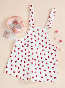 SHEIN EZwear Women's  Heart Pattern Printed Overalls Jumpsuit - Multicolor - View 2