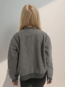 拉鍊式轟炸機夾克 - 灰色 - 查看 2