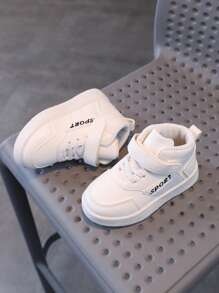 Zapatos casuales para bebé de media caña de unicolor, zapatos deportivos cómodos para niños pequeños con suela plana, tenis clásicos miniatura blancos - Blanco - Ver 5