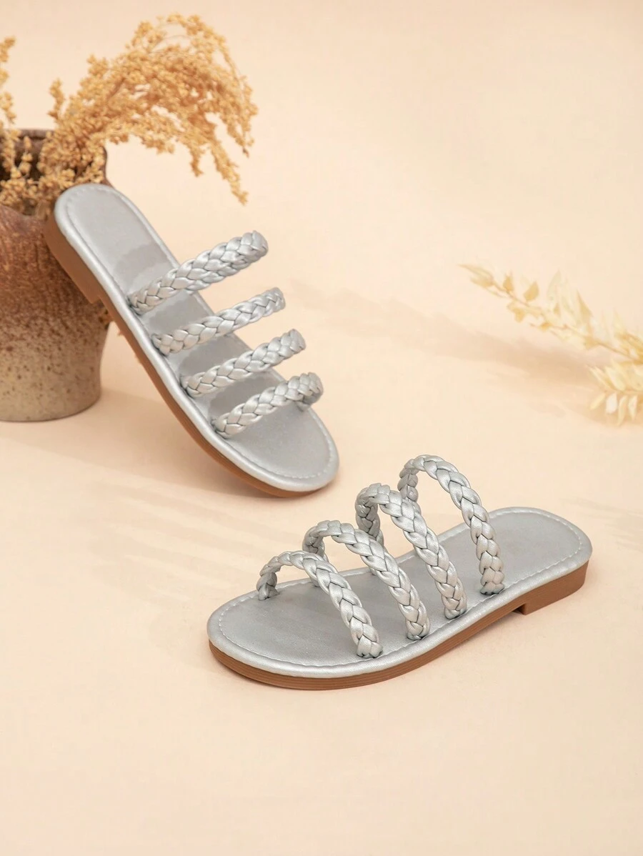 Girls' Stylish Multi-Braid Design Slippers
