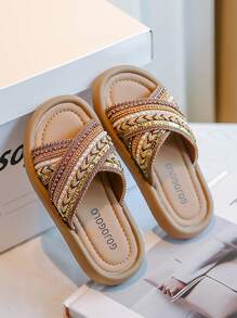 Modische Gewebte Pantoffeln Für Mädchen, Leichte Haus-schuhe Für Kleinkind/kleines Kind/großes Kind Im Sommer