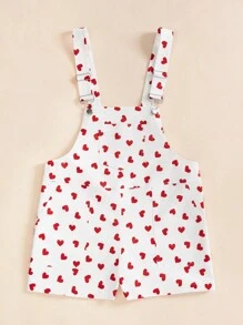 SHEIN EZwear Women's  Heart Pattern Printed Overalls Jumpsuit - Multicolor - View 5