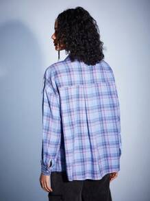 Forever 21 Damski Plaidowy nadruk Długi rękaw Koszula