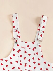 SHEIN EZwear Women's  Heart Pattern Printed Overalls Jumpsuit - Multicolor - View 3