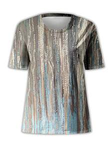 SHEIN LUNE Plus Size Printed Short Sleeve T-Shirt - White - View 4