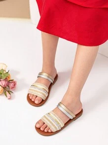 New Arrival Children's Fashionable Slippers, Versatile Spring/Summer Flat Slides For Toddler Girls And Babies