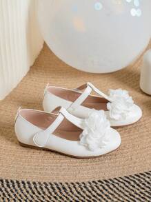 Girls' New Spring And Summer White Flower Pattern Daily Flat Shoes, Sweet Princess Shoes, Student Performance Loafers