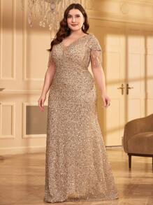 UNITHORSE Plus Size Nữ Sequin Bodycon Maxi Dress Đầm dự tiệc Váy cưới Váy dự tiệc Váy dạ hội, Váy cô dâu, Trang phục sinh nhật cho phụ nữ, Váy tốt nghiệp, Váy - Rượu sâm banh - Xem 5