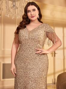 UNITHORSE Plus Size Nữ Sequin Bodycon Maxi Dress Đầm dự tiệc Váy cưới Váy dự tiệc Váy dạ hội, Váy cô dâu, Trang phục sinh nhật cho phụ nữ, Váy tốt nghiệp, Váy - Rượu sâm banh - Xem 3