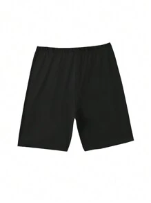 SHEIN 女性心形印花上衣和短褲套裝 - 黑與白 - 查看 5