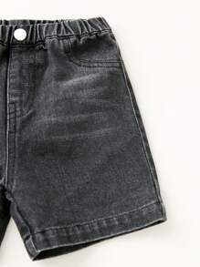 Baby Boy's Loose Fit 2pcs/Set Colorblock Short Sleeve T-Shirt And Shorts - Black - View 3