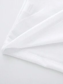 女裝休閒漸變心形圖案印花短袖t恤 - 白色 - 查看 6