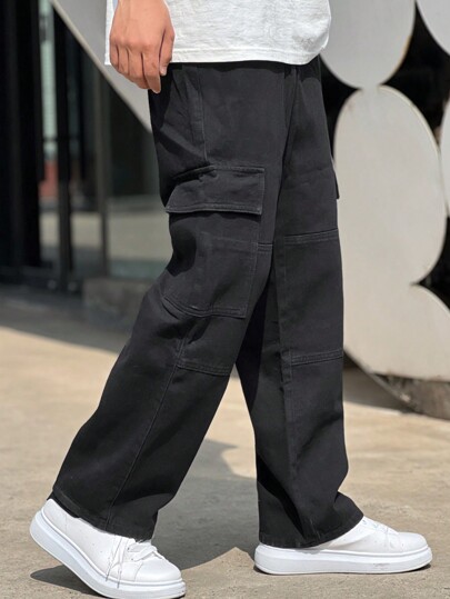 Manfinity Homme Pantalones Vaqueros Con Carga Y Pierna Recta Para Hombres