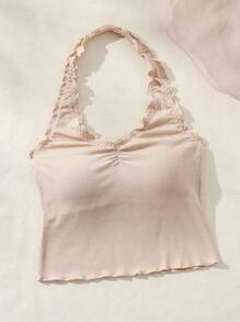 SHEIN Women'S Four Seasons Basic Halter Neck Top - Brown - View 5