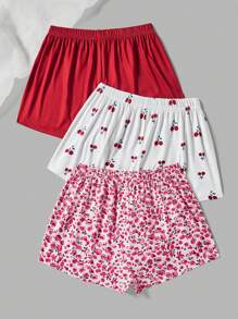 Bộ 3 quần short ngủ lưng thun trang trí nơ cho nữ - Nhiều màu - Xem 2