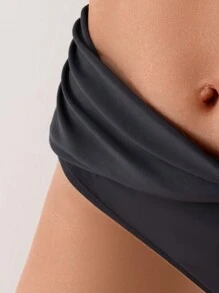 Swim Basics Summer Beach Ladies' Solid Color Pleated Bikini Bottom Carnival