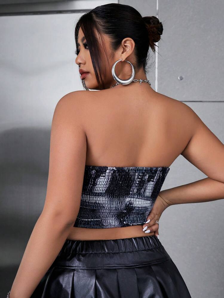 Women'S Plus Size Sexy Street Style Cropped Denim Bustier Top