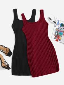 SHEIN EZwear Damska dzianinowa sukienka typu tank top