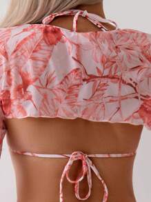 SHEIN Swim 女士花朵镂空比基尼套装情人节夏日海滩 - 彩色 - 查看 4