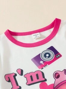 SHEIN Cute And Stylish Two-Piece Set With Little Bear Design For Young Girls - Pink - View 3