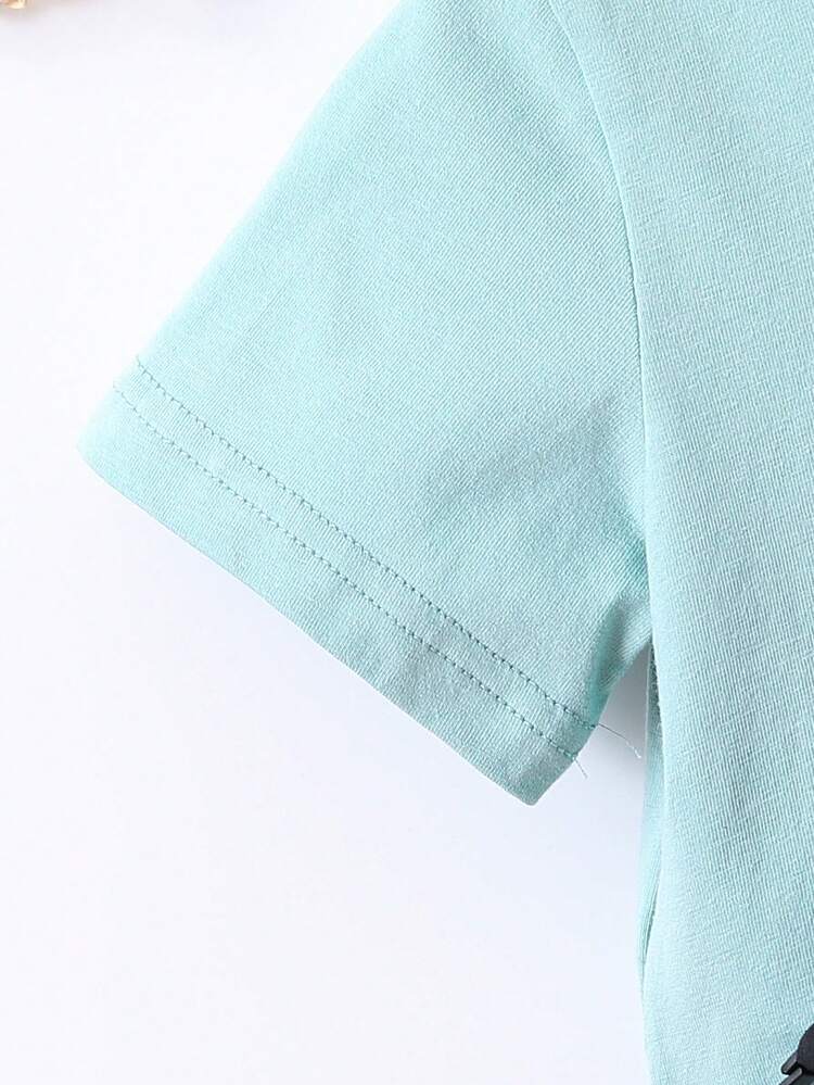 Baby Boy Letter Print Short Sleeve T-Shirt And Shorts Set With Shoulder Bag For Streetwear Fashion