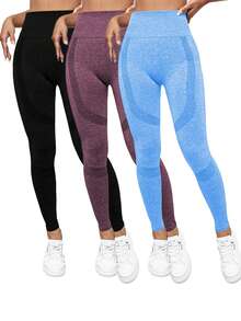 Yoga Trendy 無縫高彈性運動打底褲 - 彩色 - 查看 3