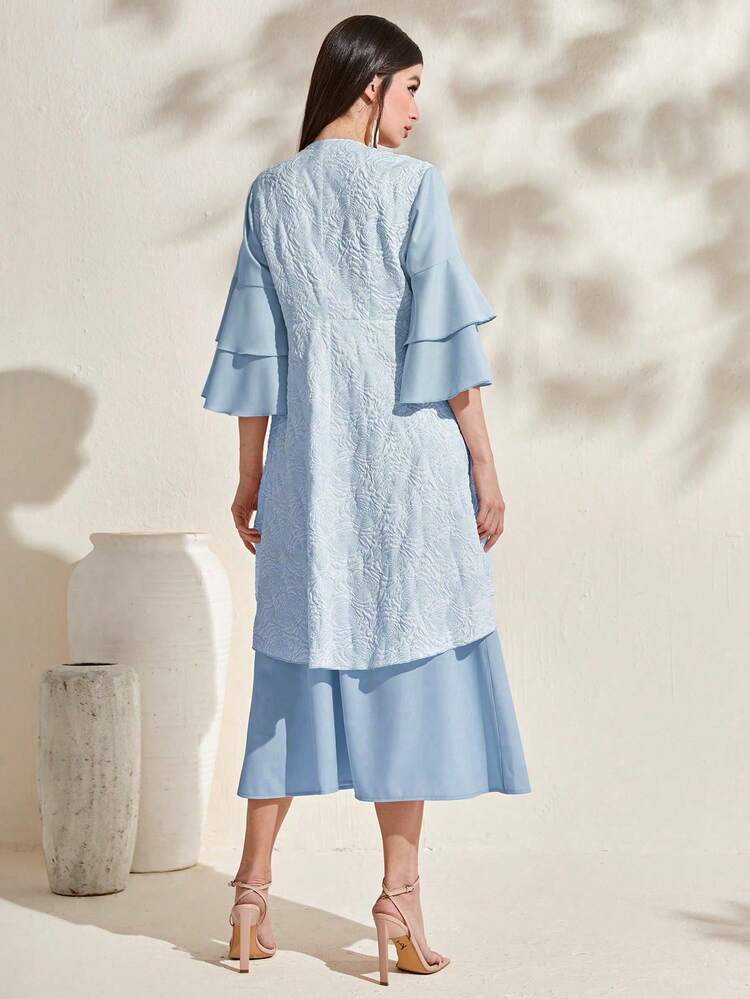 Women'S Two-Piece Asymmetric Hem Fly Jacket And Sleeveless Dress Set 2 Pieces Set