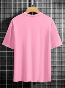Manfinity Homme Men's Letter Printed Short Sleeve T-Shirt - Pink - View 2