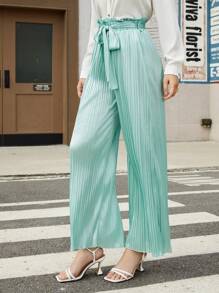 GENKIRA Women'S Regular Fit Pleated High Waisted Pants Fall Cloth For Women - Green - View 4