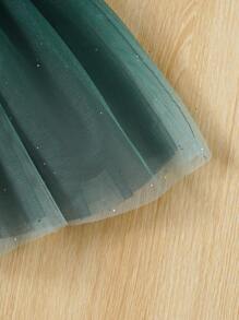 Đầm dự tiệc màu xanh quân đội lấp lánh quyến rũ cho bé gái kèm thắt lưng, thích hợp cho tiệc tùng, lễ kỷ niệm, hoạt động ngoài trời và chụp ảnh, váy công chúa - Màu xanh lá cây đậm - Xem 7