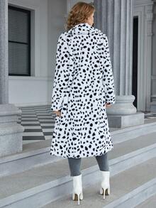 Eilly Bazar 女士假皮草外套 - 黑與白 - 查看 2