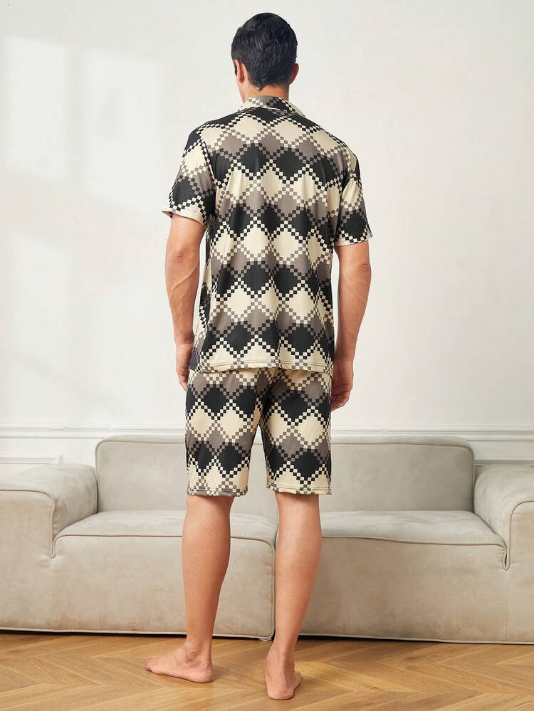 Men'S Diamond Print Homewear Set