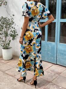 SHEIN Clasi Women'S Floral Printed Ruffle Hem Dress - Multicolor - View 3