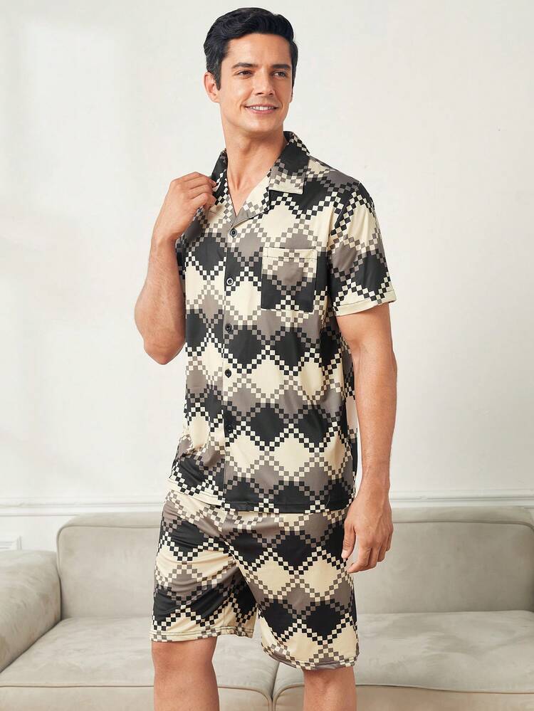 Men'S Diamond Print Homewear Set