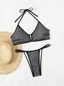 SHEIN Swim Summer Women's Swimwear Set Carnival - Black - View 7