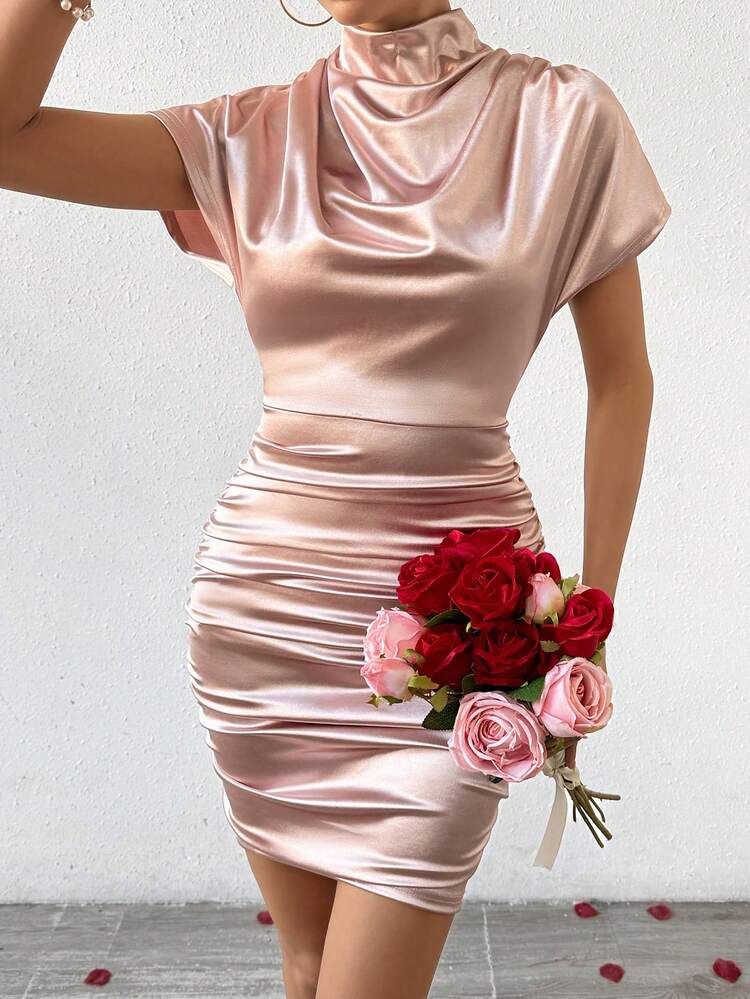 Satin Pleated Dress