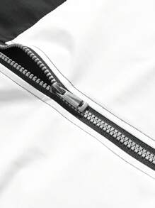 Manfinity Hypemode Áo khoác gió ngoài trời dài tay màu khối cho nam, dây rút khóa kéo, kiểu dáng cơ bản, đi chơi, quà tặng bạn trai, mùa thu - màu đen - Xem 4