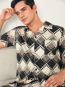 Men'S Diamond Print Homewear Set - Multicolor - View 6