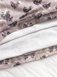 SHEIN 女嬰休閒愛心和豹紋細肩帶連衣裙，街頭風格，春夏款 - 彩色 - 查看 5