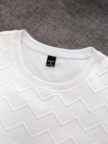 Manfinity Homme Bộ áo thun tay ngắn họa tiết và quần short cho nam, đi chơi - trắng - Xem 7