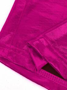 EgrlEra Glossy Coated Turtleneck Long Sleeve Skinny T-Shirt Y2K Outfit  Fall Cloth For Women - Hot Pink - View 3