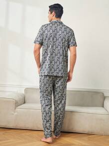 Nam Giường đôi In Trang phục mặc nhà Bộ - Xám - Xem 2