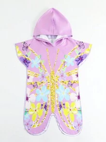 女童花卉印花連帽衫 - 粉色 - 查看 4