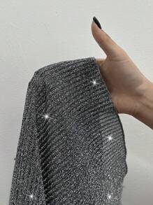 SHEIN Clasi Sparkly Halter Neck Tank Top - Silver - View 3