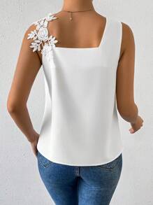 Pariaura Blusa sin mangas con cuello drapeado y top de un solo hombro para mujer - Blanco - Ver 2