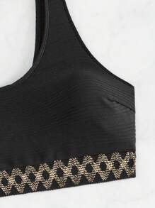 SHEIN Swim Women's One-Shoulder Sleeveless Geometric Pattern Bikini Set, Set Summer Beach - Black - View 6